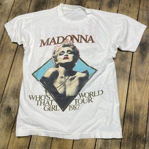Retro 80S987 Madonna Whos That Girl Tour Tshirt Concert Tee